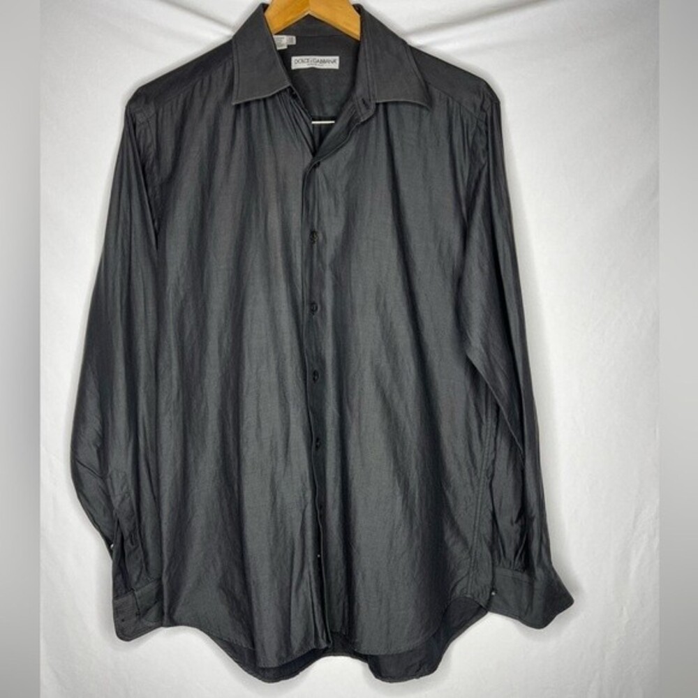 DOLCE & GABBANA SZ 15/38  DARK GRAY DRESS SHIRT FOR MENS